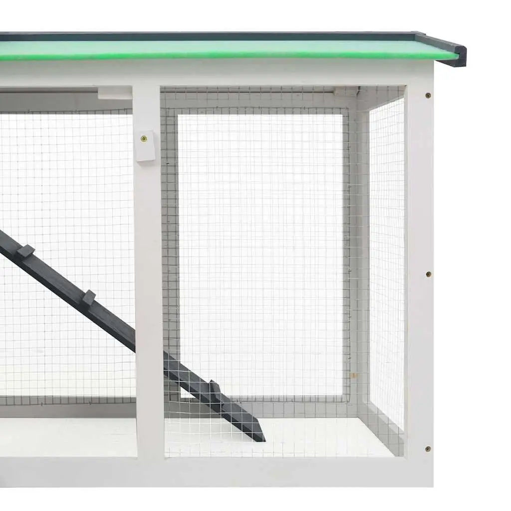 Rabbit Hutch Wooden 2-Layer Grey White 145x45x84cm