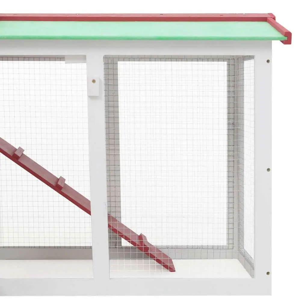Rabbit Hutch Wooden 2 Layer 145x45x84cm Red White