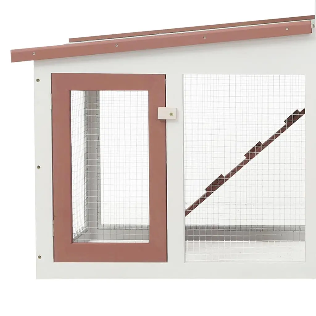 Rabbit Hutch Wooden Large 2 Layer Brown and White