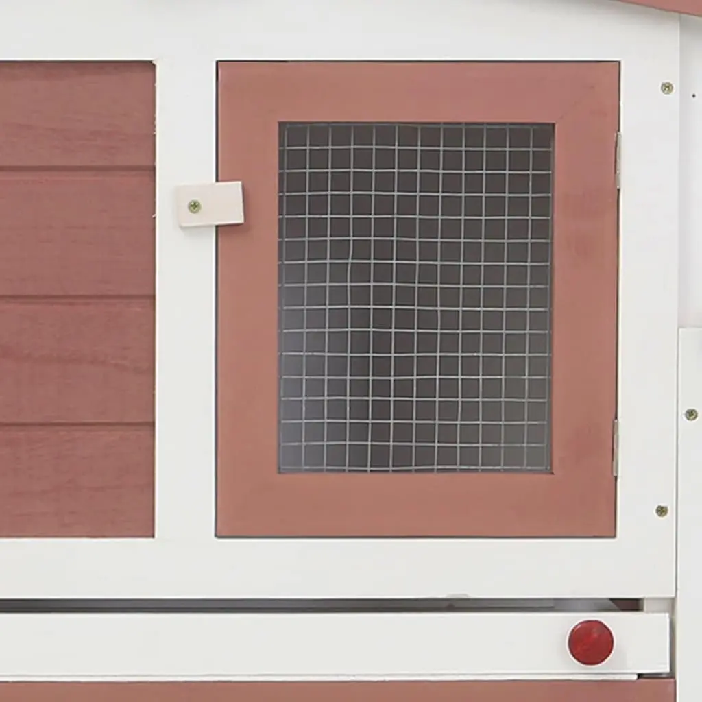 Rabbit Hutch Wooden Large 2 Layer Brown and White