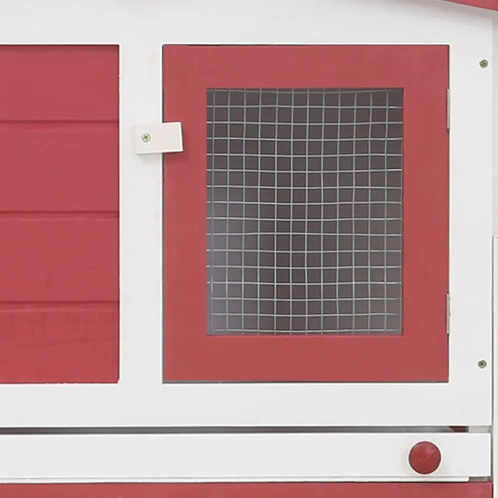 Outdoor Rabbit Hutch Wooden Cage 2 Tier Red