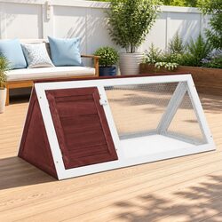 Durable Wooden Rabbit Cage with Mesh Door for Small Pets