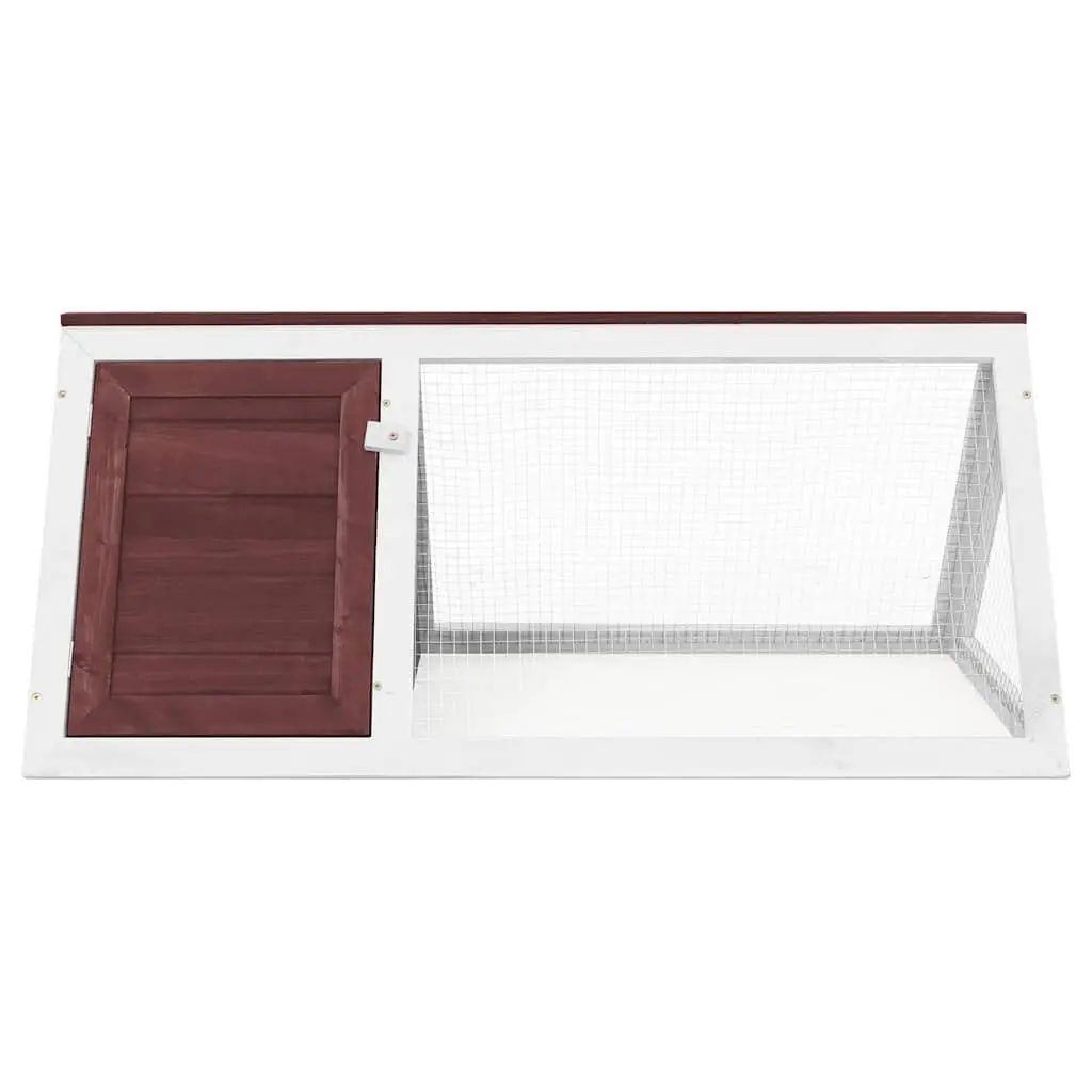 Rabbit Cage Wooden Habitat Small Animal Brown Treated Fir Wood Wire Mesh Door