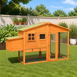 Durable Chicken Coop Nest Box with Large Galvanised Run