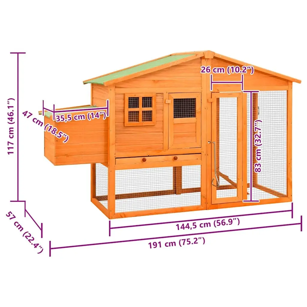 Chicken Coop Nest Box with Large Galvanised Run