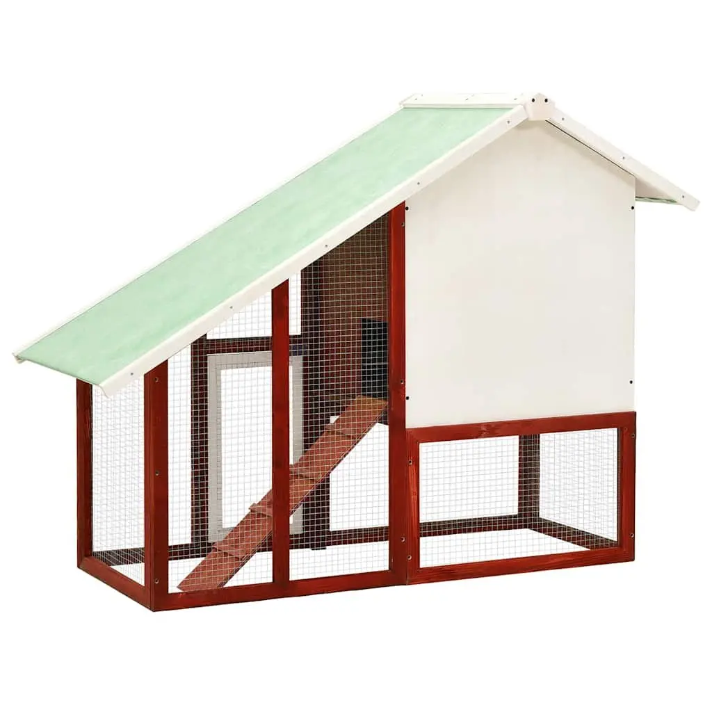 2-Tier Red Wooden Rabbit Hutch for Outdoor Pets