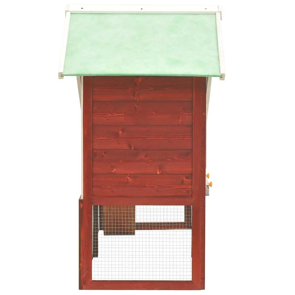 2-Tier Red Wooden Rabbit Hutch for Outdoor Pets