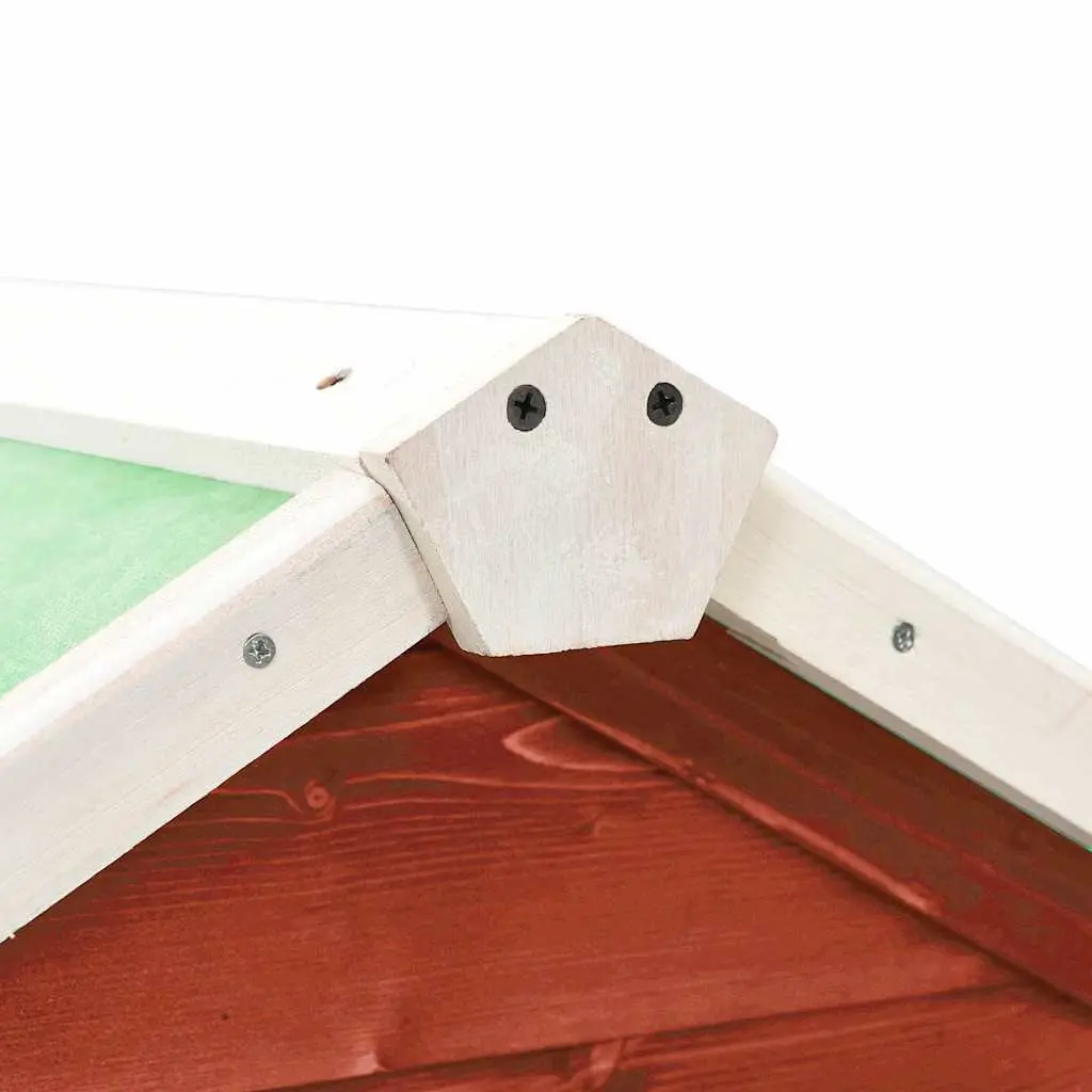 2-Tier Red Wooden Rabbit Hutch for Outdoor Pets