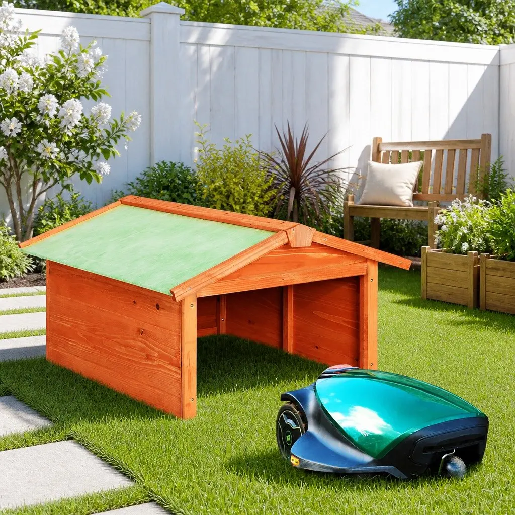 Wooden Shelter for Robotic Lawn Mower Storage