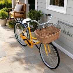 Premium Natural Willow Bicycle Front Basket with Iron Cover