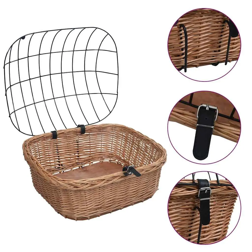 Bicycle Front Basket Natural Willow 50 x 45 x 35 cm Brown
