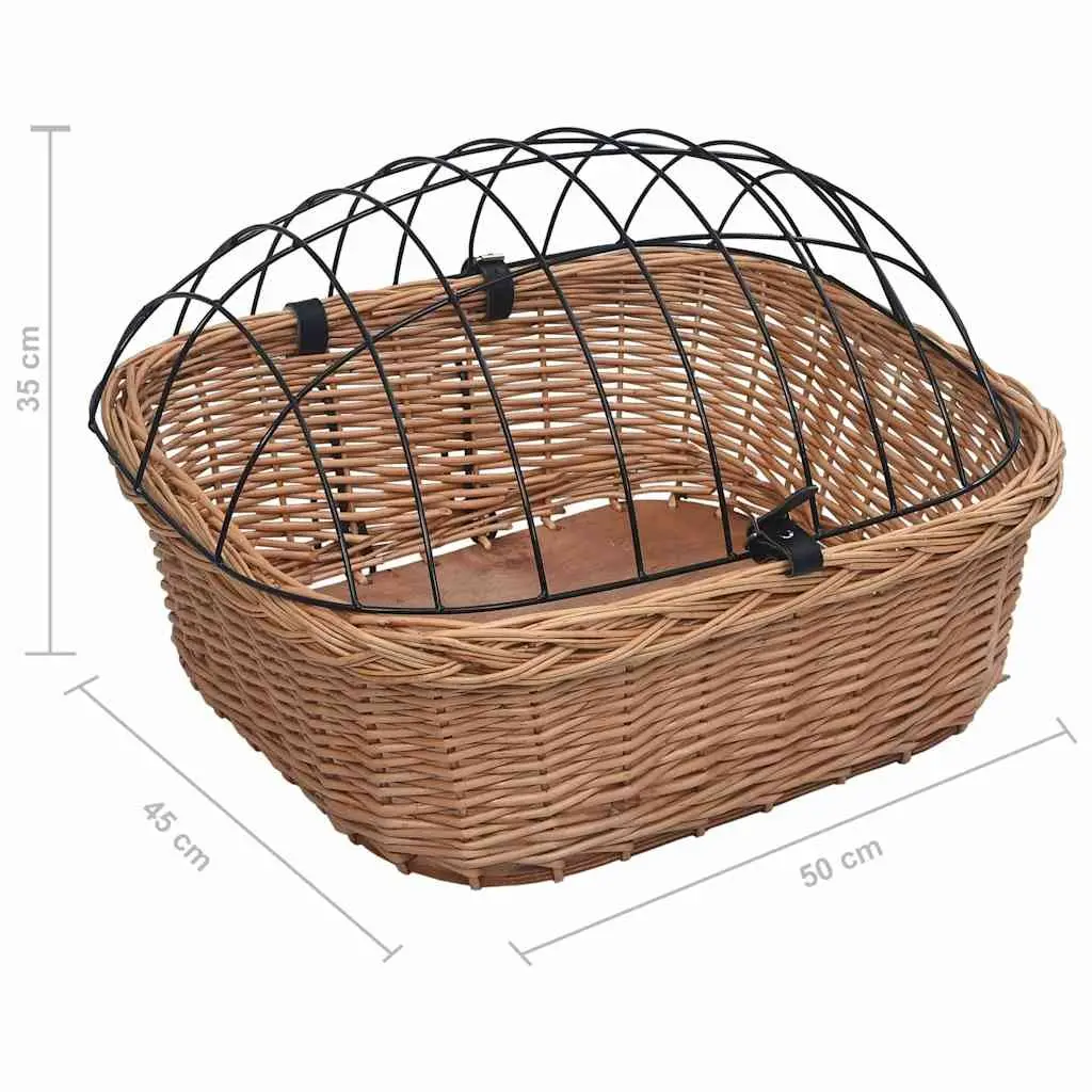 Bicycle Front Basket Natural Willow 50 x 45 x 35 cm Brown