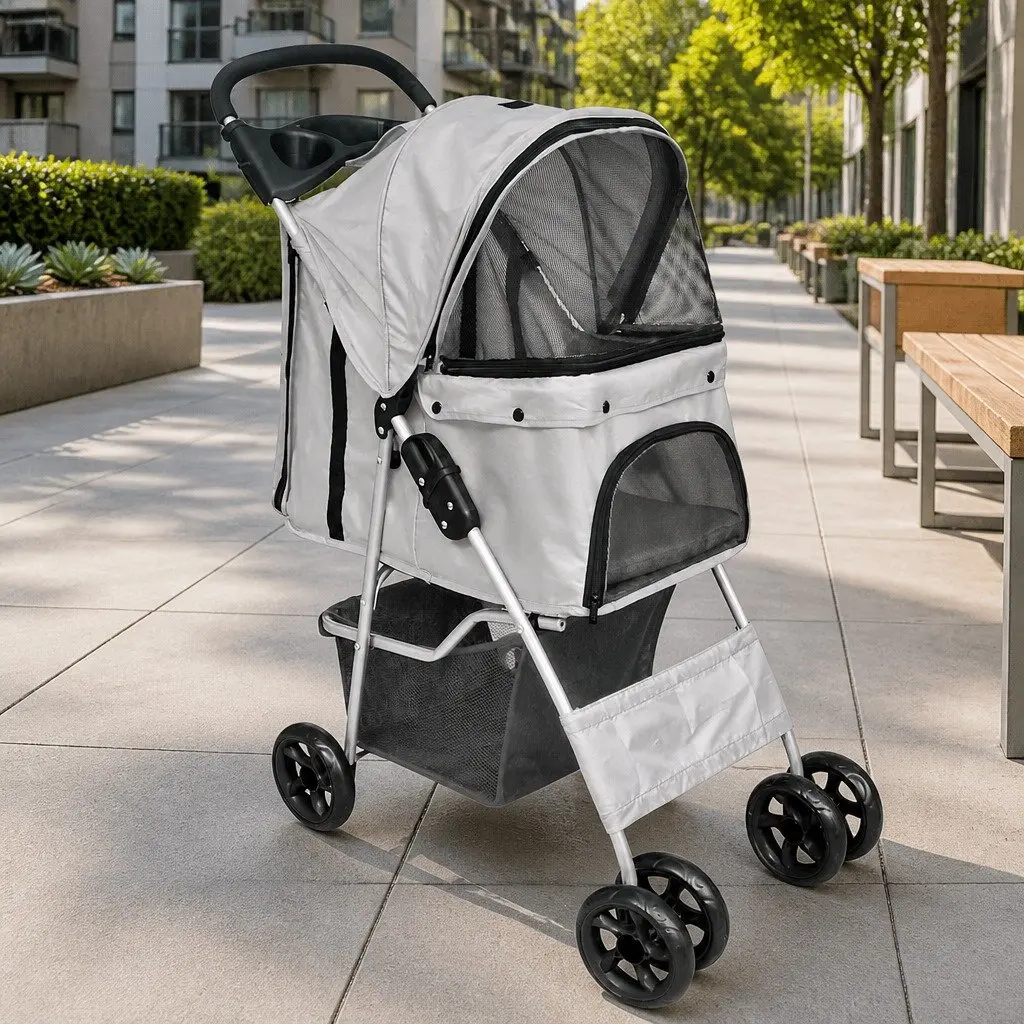 Grey Pet Stroller for Dogs and Cats