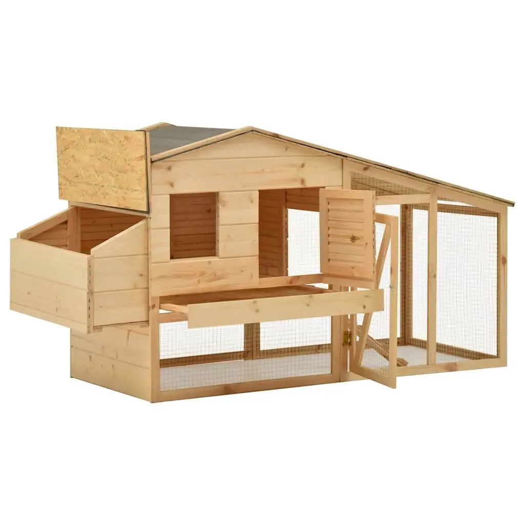 Chicken Hutch with Solid Pine Wood Construction