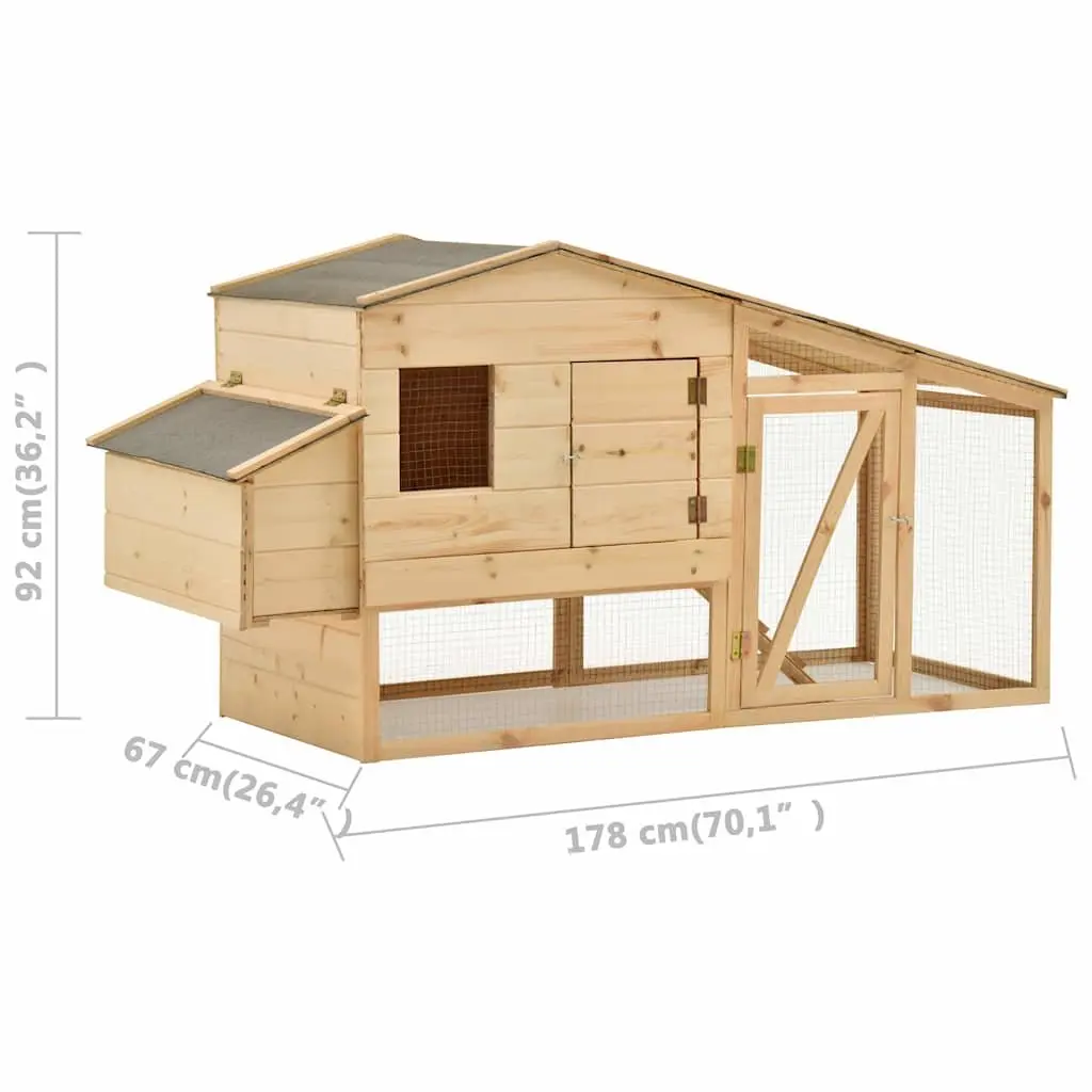 Chicken Hutch with Solid Pine Wood Construction