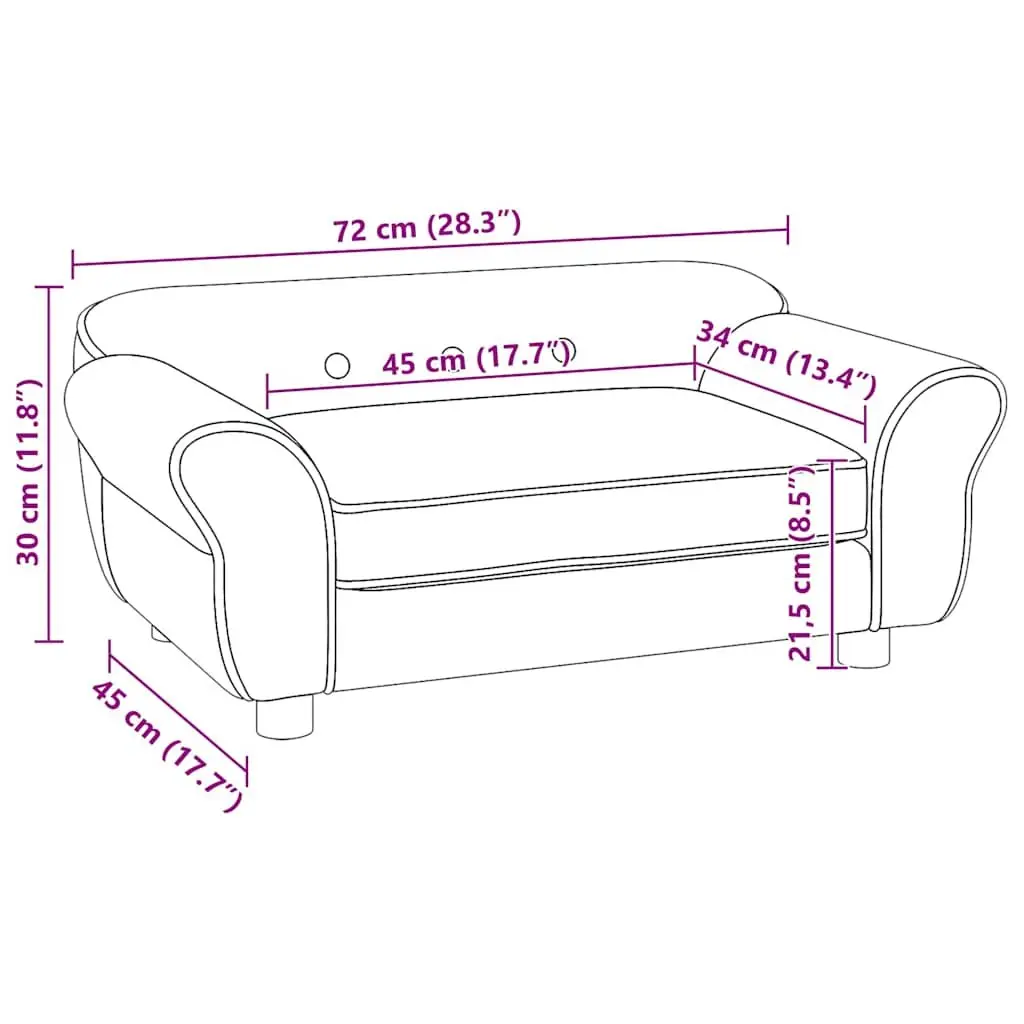 Dog Sofa Plush Cushion Brown 72 x 45 x 30 cm