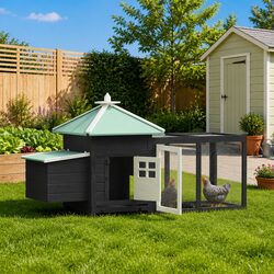 Premium Wooden Chicken Coop with Secure Run and Nesting Box