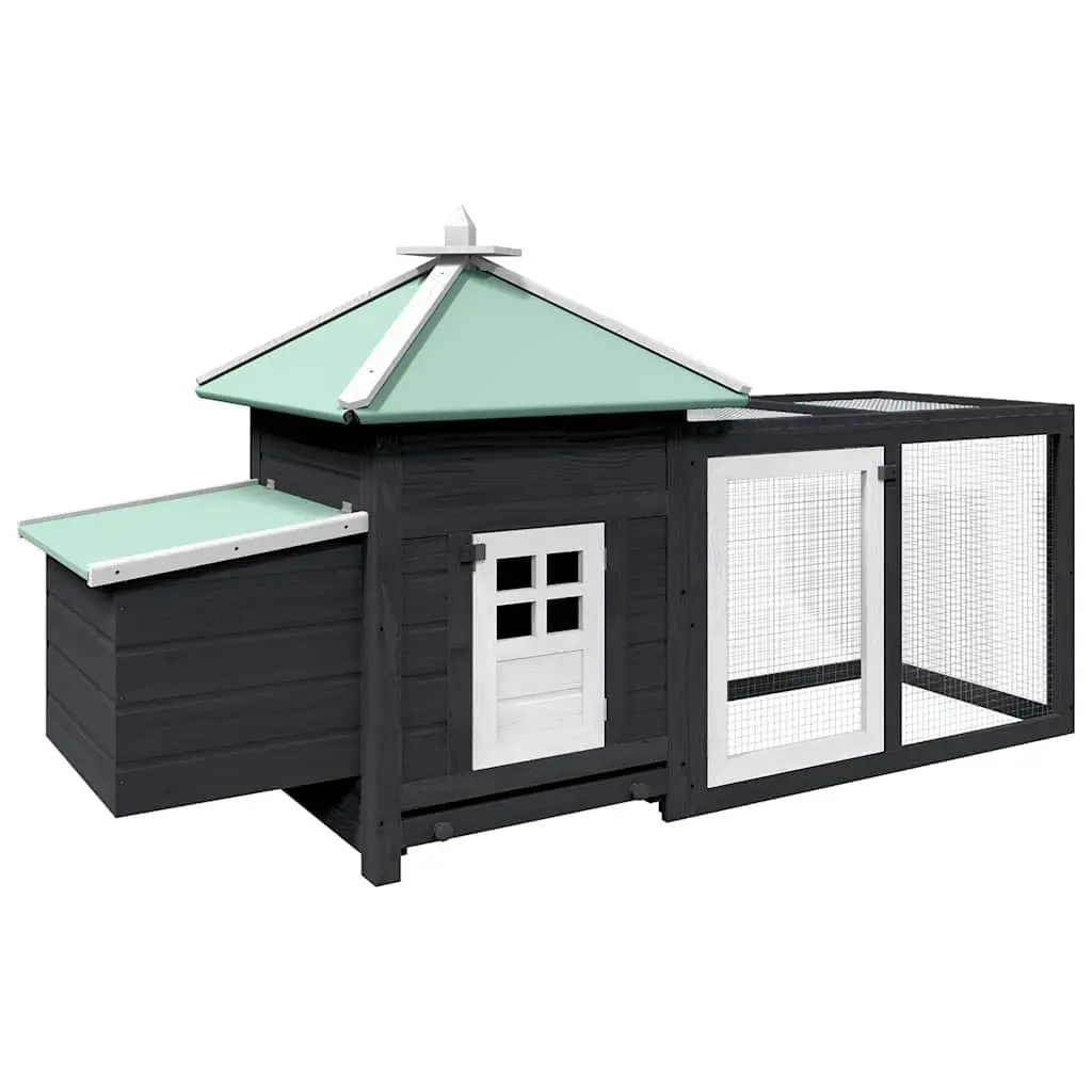 Wooden Chicken Coop with Secure Run and Nesting Box