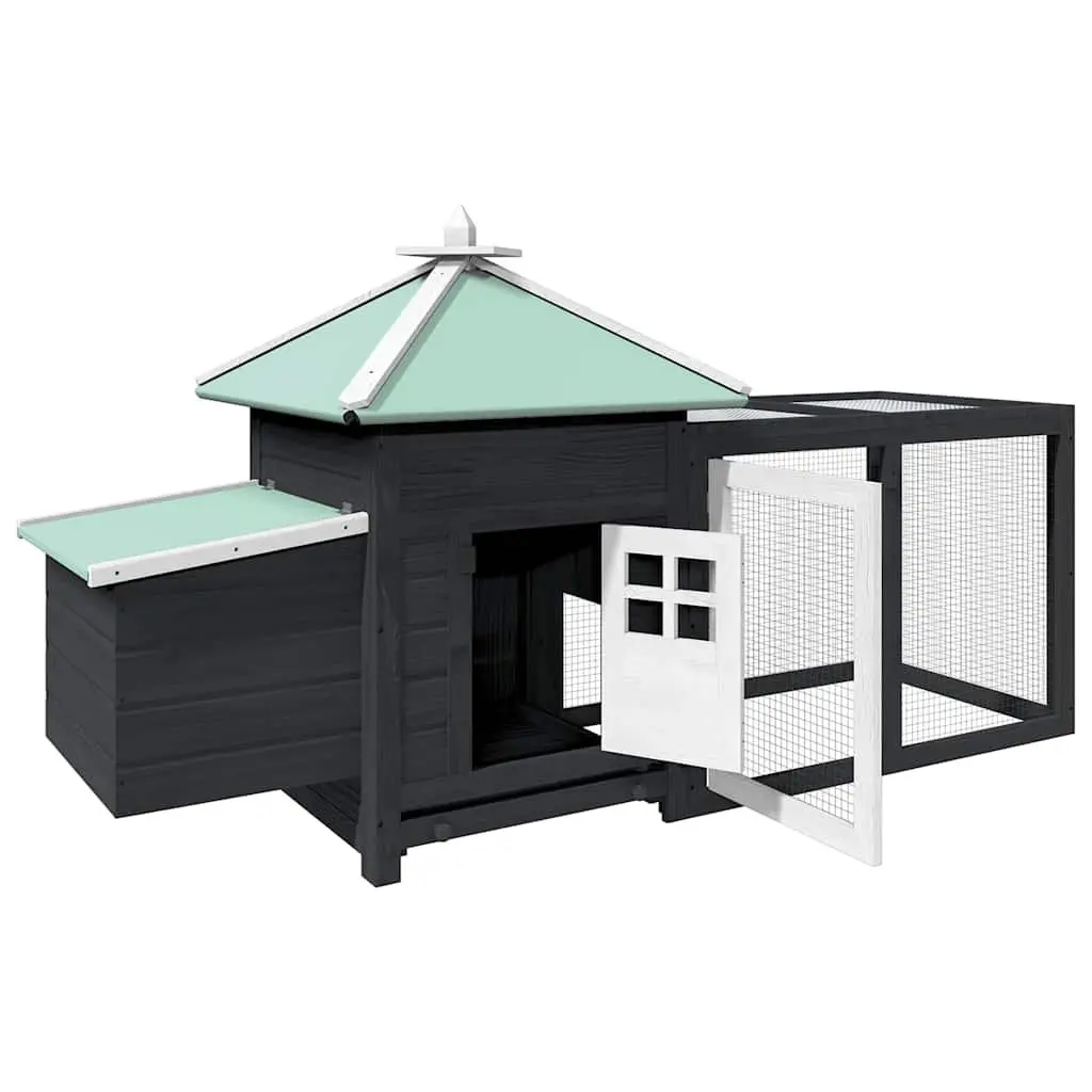 Wooden Chicken Coop with Secure Run and Nesting Box