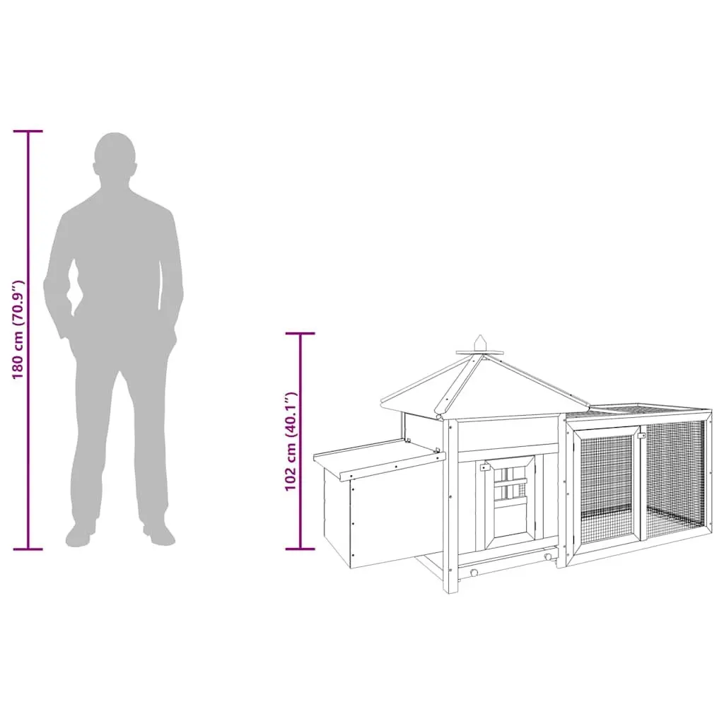 Wooden Chicken Coop with Secure Run and Nesting Box