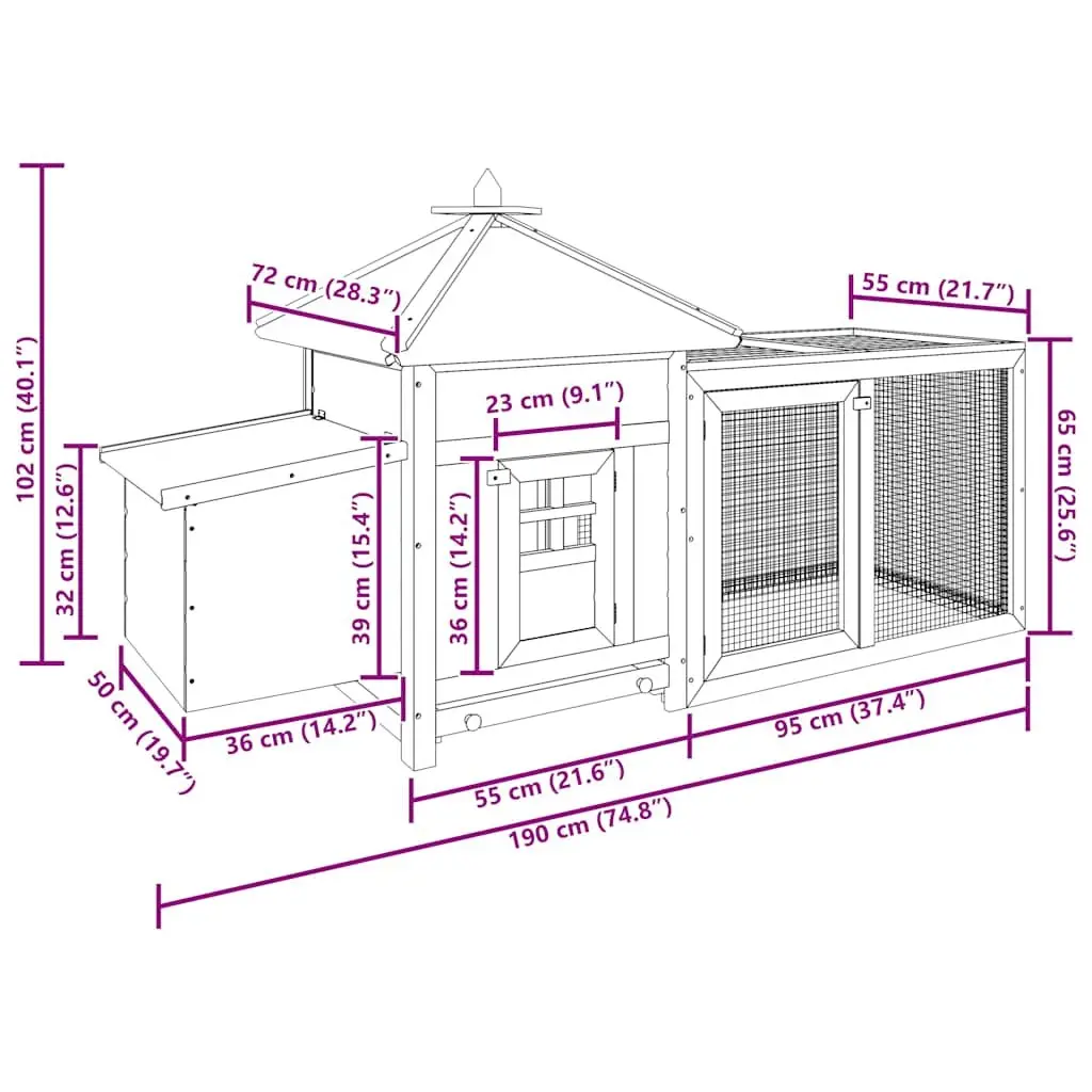 Chicken Coop Nest Box Solid Fir Wood Brown Large Run Poultry Hen House