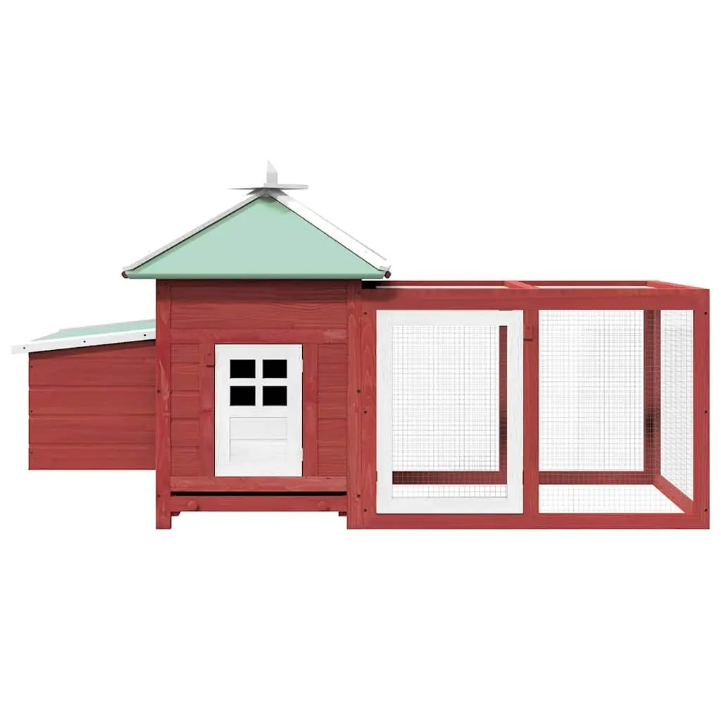 Red Wooden Chicken Coop with Nesting Box