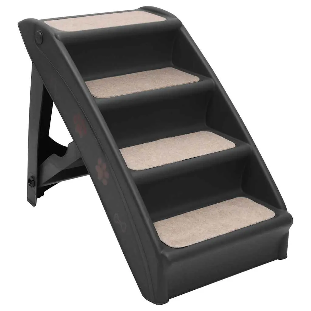 Folding Pet Stairs Black Lightweight Portable Access Ramp for Small and Large Dogs and Cats