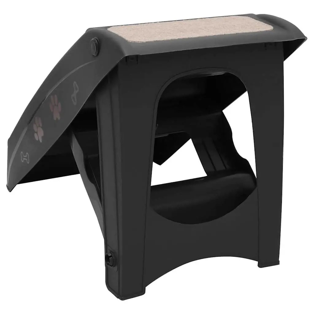 Folding Pet Stairs Black Lightweight Portable Access Ramp for Small and Large Dogs and Cats