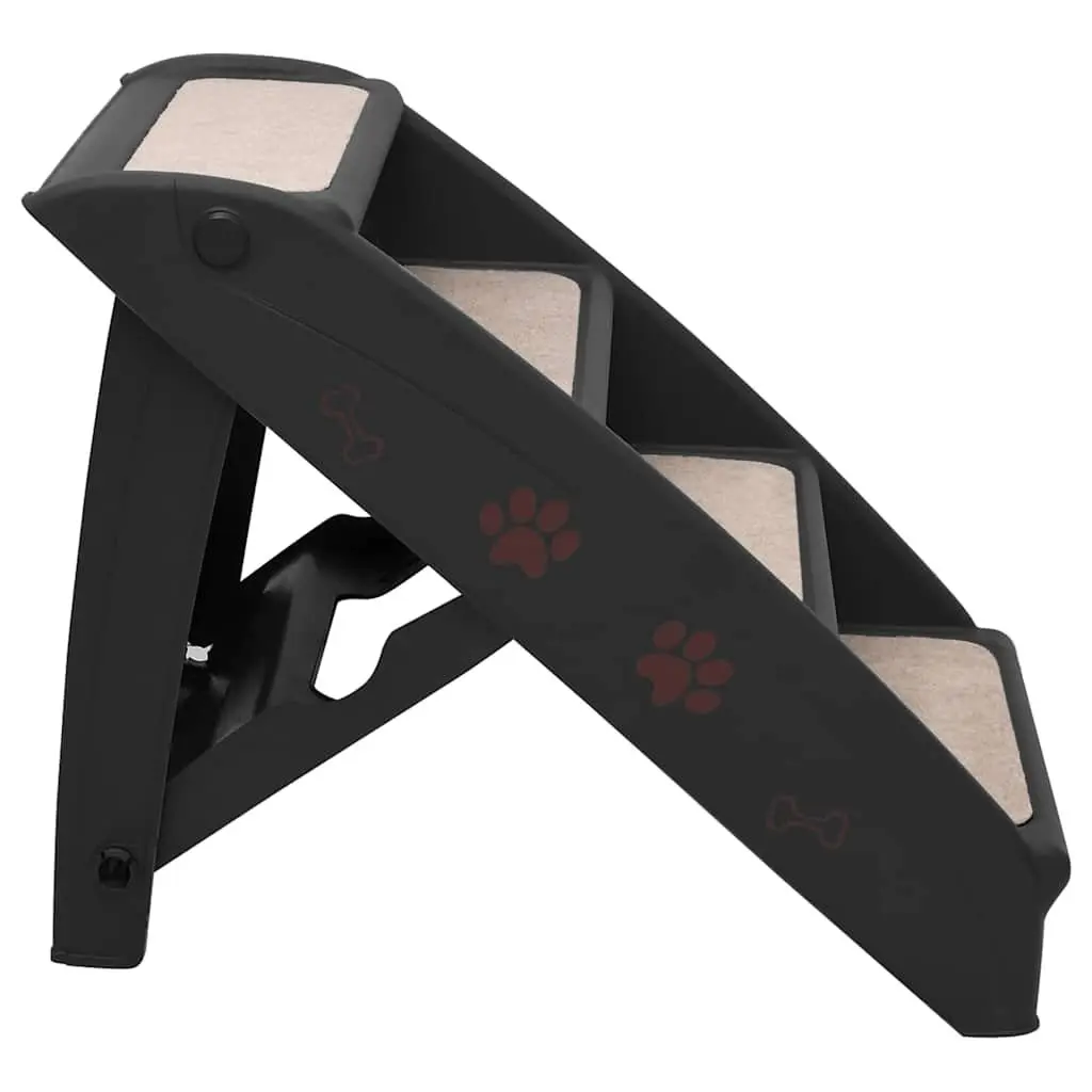 Folding Pet Stairs Black Lightweight Portable Access Ramp for Small and Large Dogs and Cats