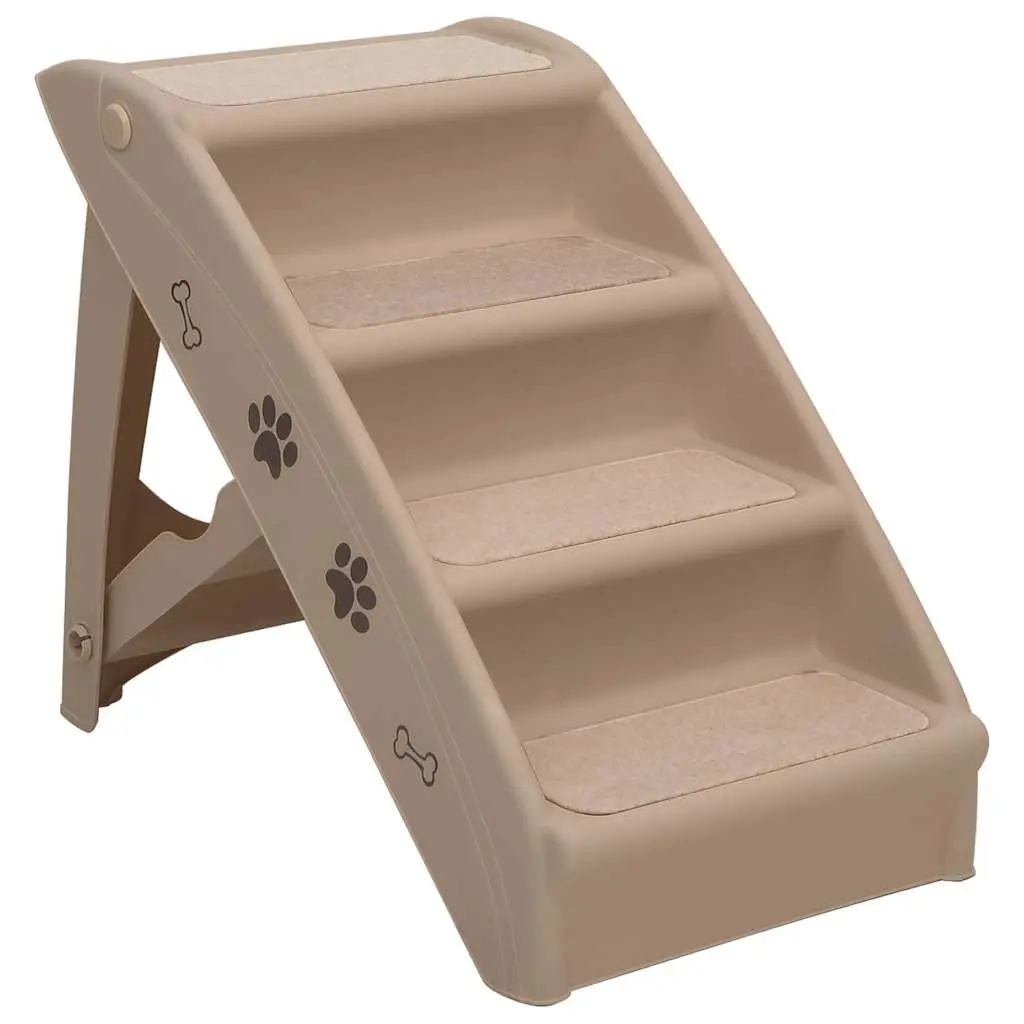 Folding Pet Stairs Brown 62 x 40 x 49.5 cm for Small Large Dogs Cats Bed Sofa Ramp Steps Ladder