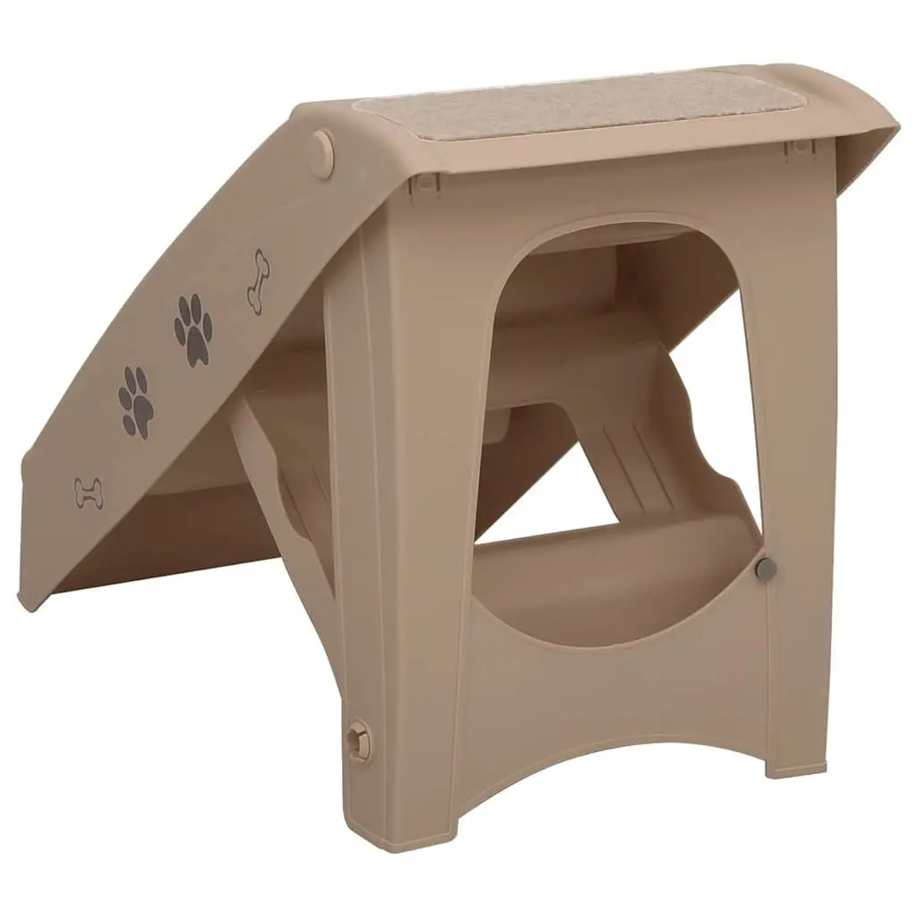 Folding Pet Stairs Brown 62 x 40 x 49.5 cm for Small Large Dogs Cats Bed Sofa Ramp Steps Ladder