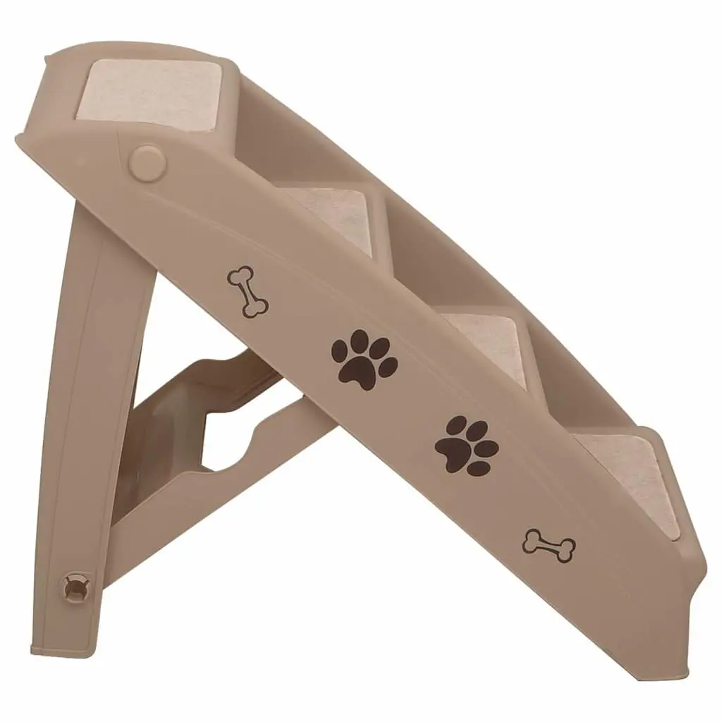 Folding Pet Stairs Brown 62 x 40 x 49.5 cm for Small Large Dogs Cats Bed Sofa Ramp Steps Ladder