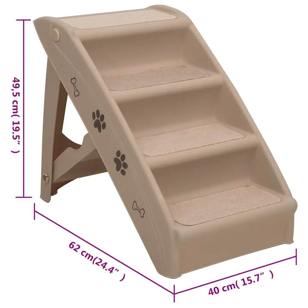 Folding Pet Stairs Brown 62 x 40 x 49.5 cm for Small Large Dogs Cats Bed Sofa Ramp Steps Ladder