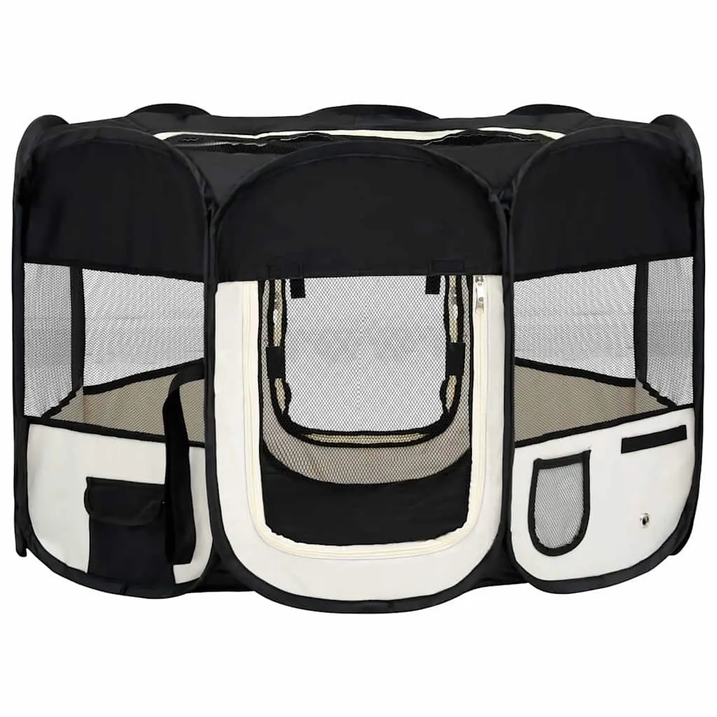 Dog Playpen Steel 110 x 110 x 58 cm Black