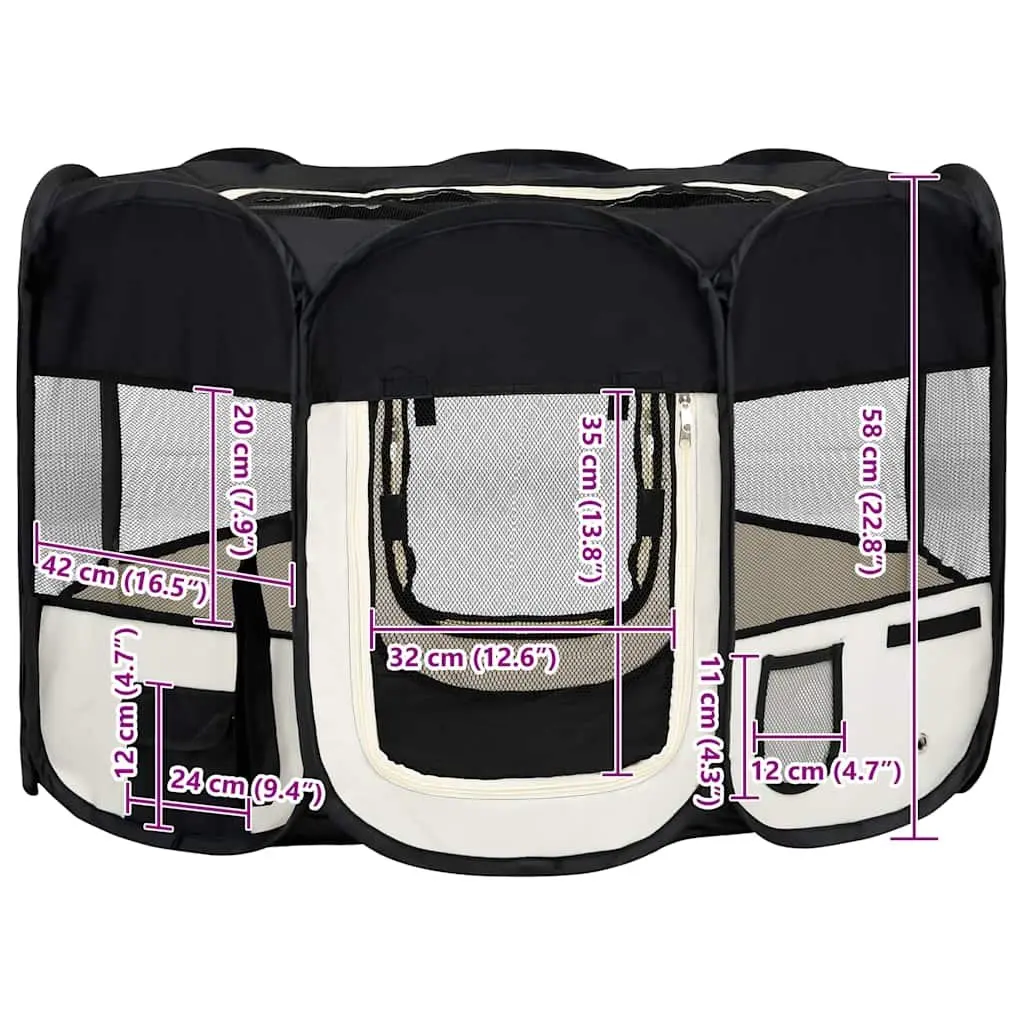 Dog Playpen Steel 110 x 110 x 58 cm Black