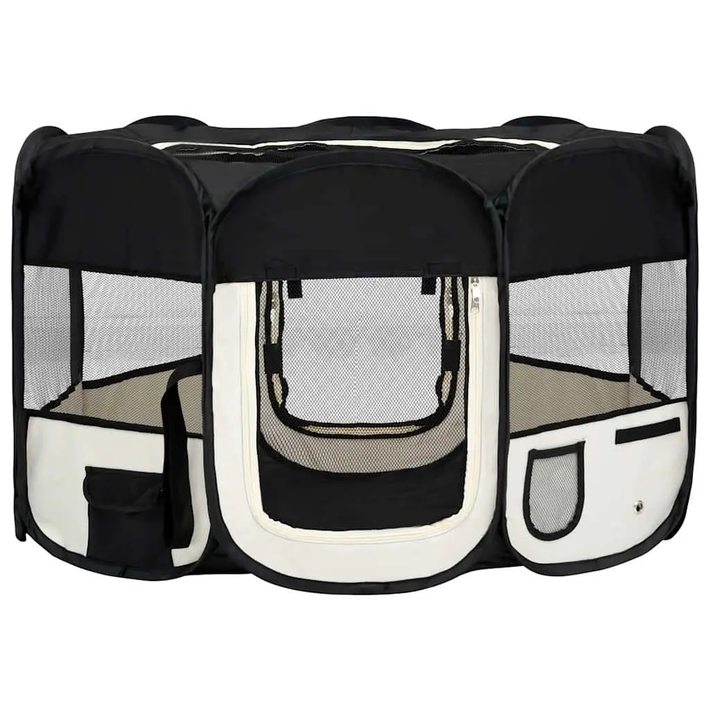 Foldable Dog Playpen Steel 125 x 125 x 61 cm Black