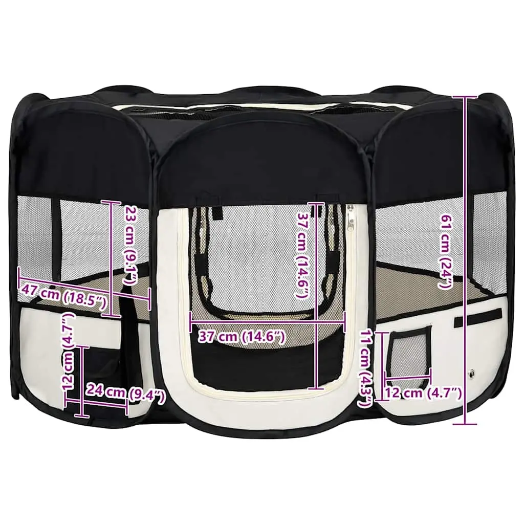 Foldable Dog Playpen Steel 125 x 125 x 61 cm Black