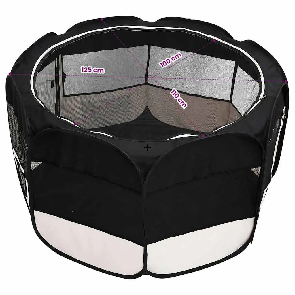 Foldable Dog Playpen Steel 125 x 125 x 61 cm Black