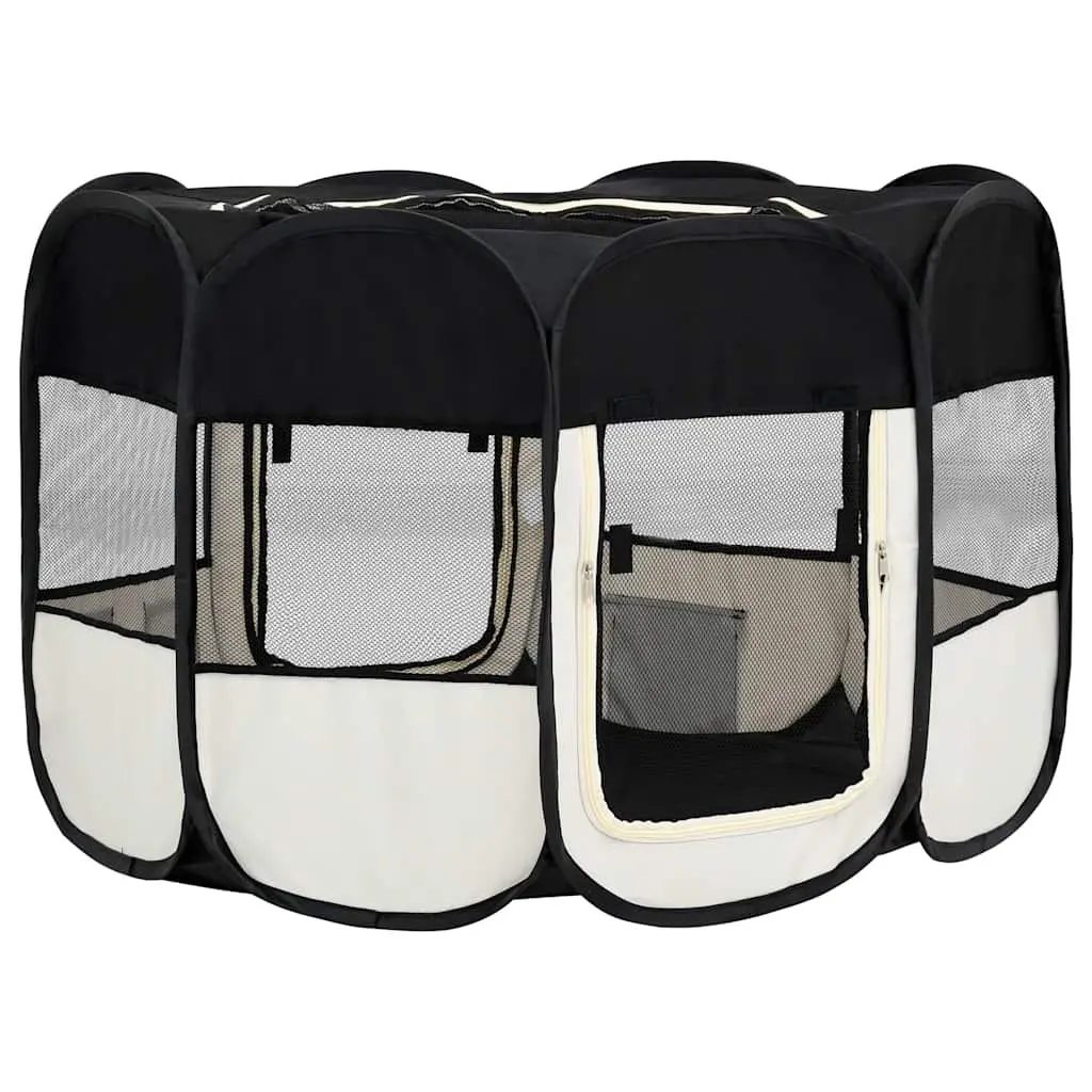 Foldable Dog Playpen Steel 125 x 125 x 61 cm Black