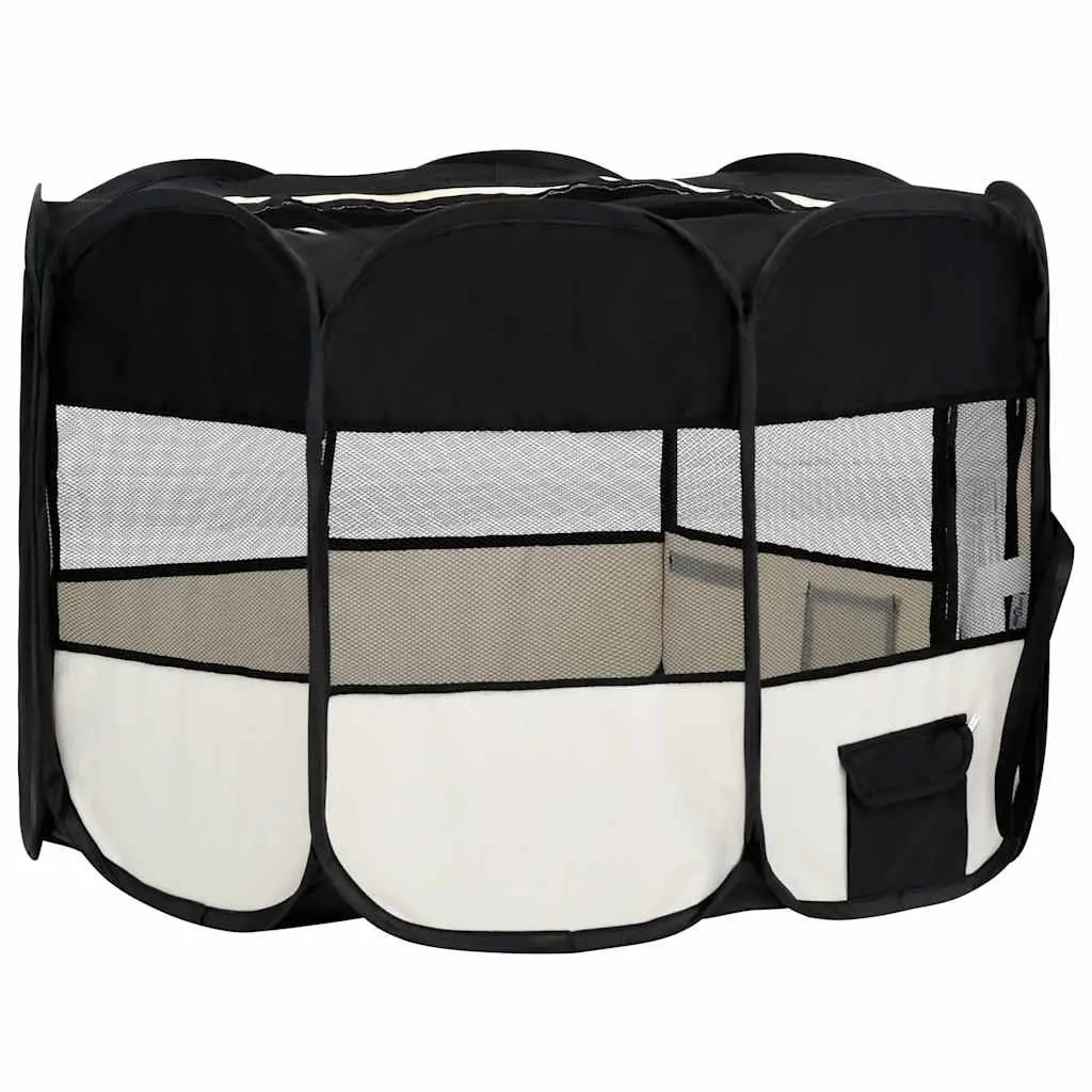 Foldable Dog Playpen Steel 125 x 125 x 61 cm Black
