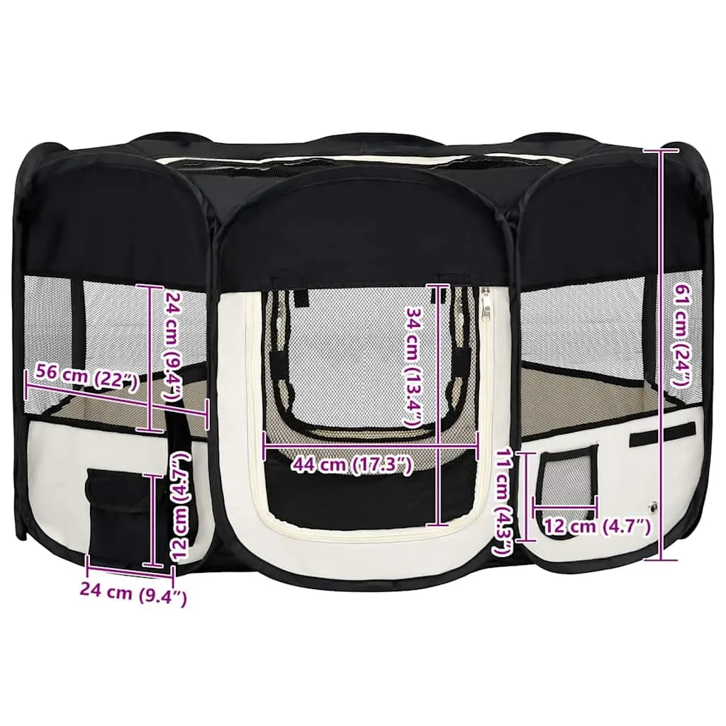 Foldable Dog Playpen with Steel Frame and Mesh Roof
