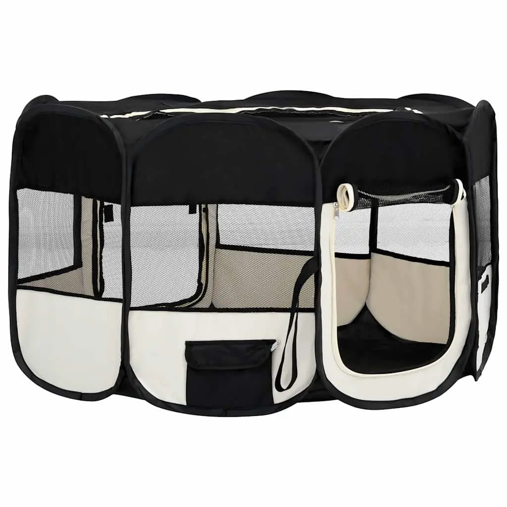 Foldable Dog Playpen with Steel Frame and Mesh Roof