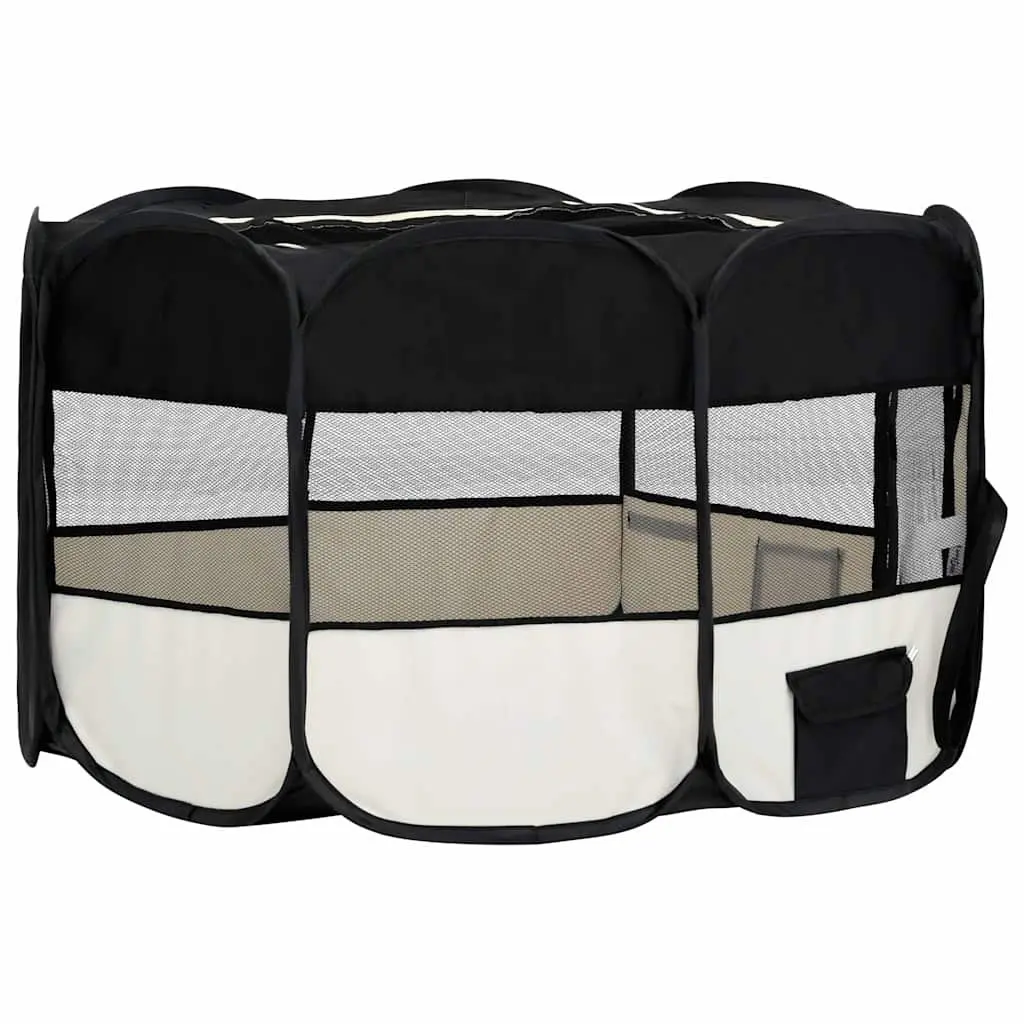 Foldable Dog Playpen with Steel Frame and Mesh Roof
