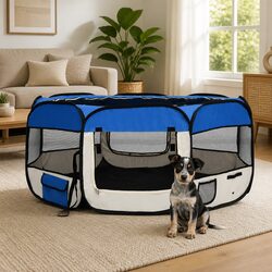 Foldable Dog Playpen Portable Pet Cage Kennel Training Exercise Pen with Carry