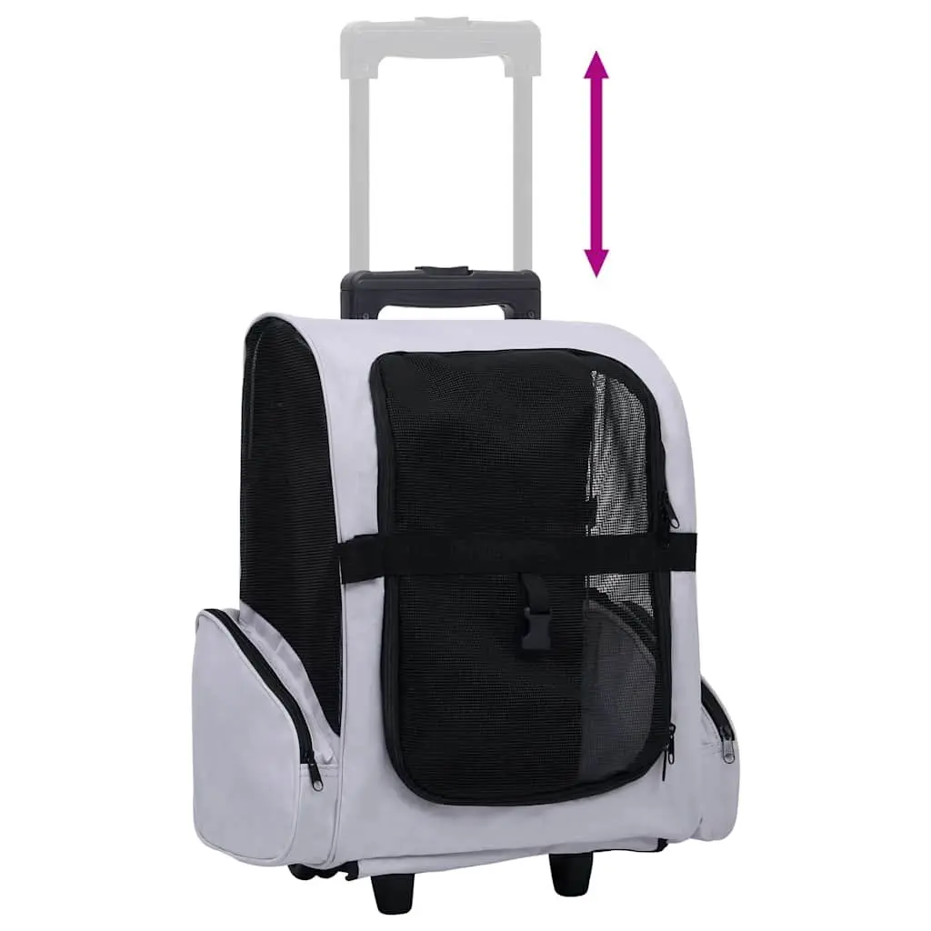 Grey Foldable Pet Trolley Carrier for Small Pets