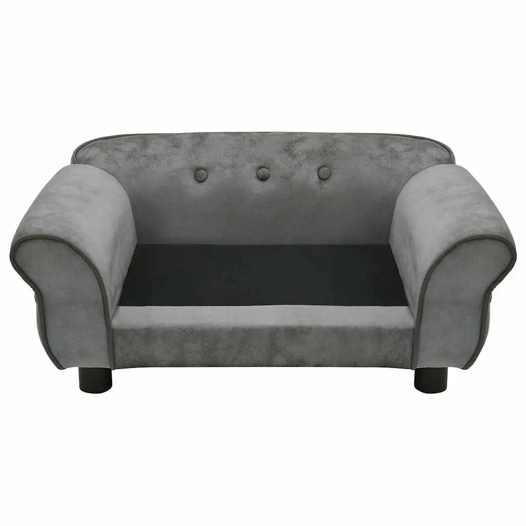 Pet Bed Wooden Frame Cushion Grey Small Dogs Cats 72x45x30cm Plush Sofa
