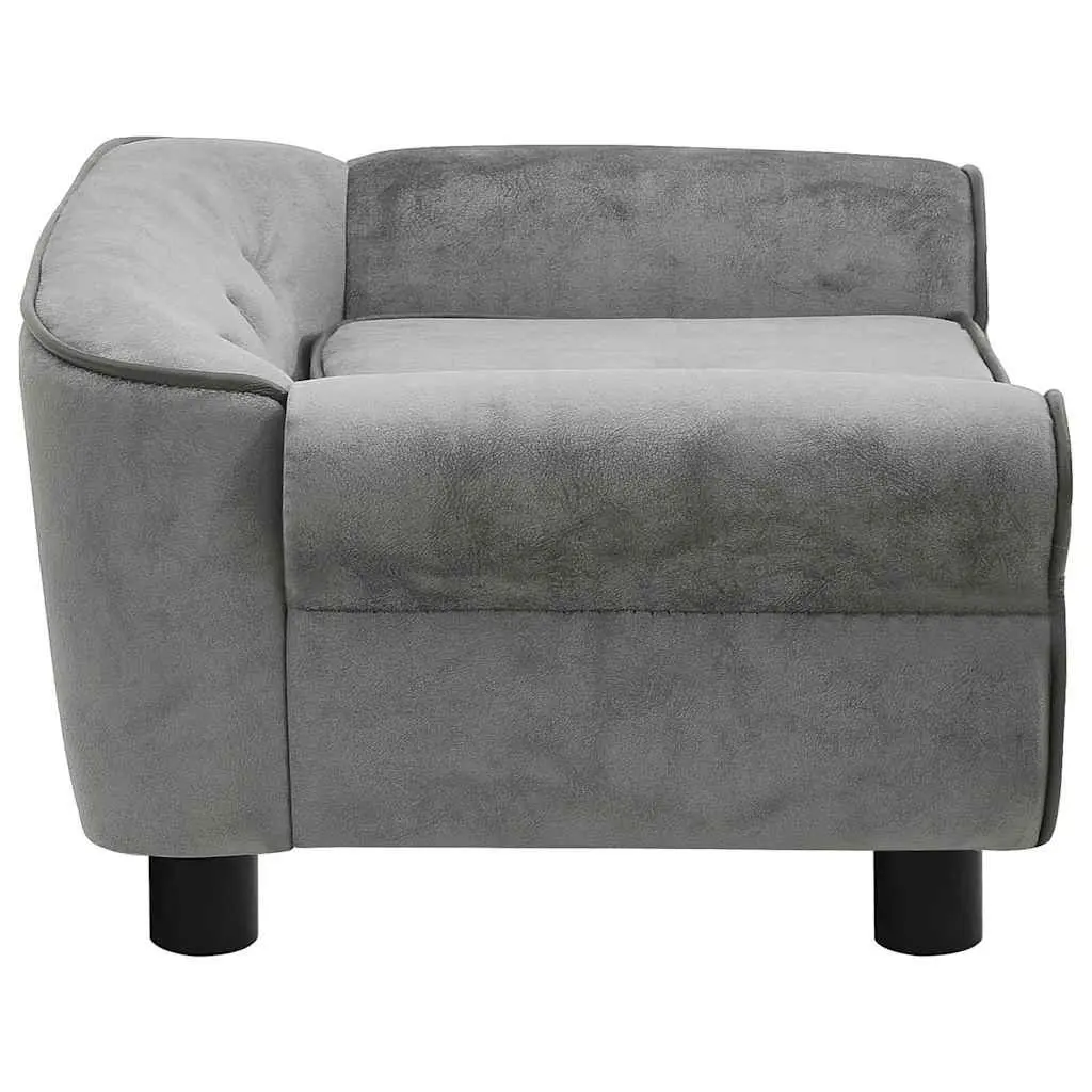 Pet Bed Wooden Frame Cushion Grey Small Dogs Cats 72x45x30cm Plush Sofa