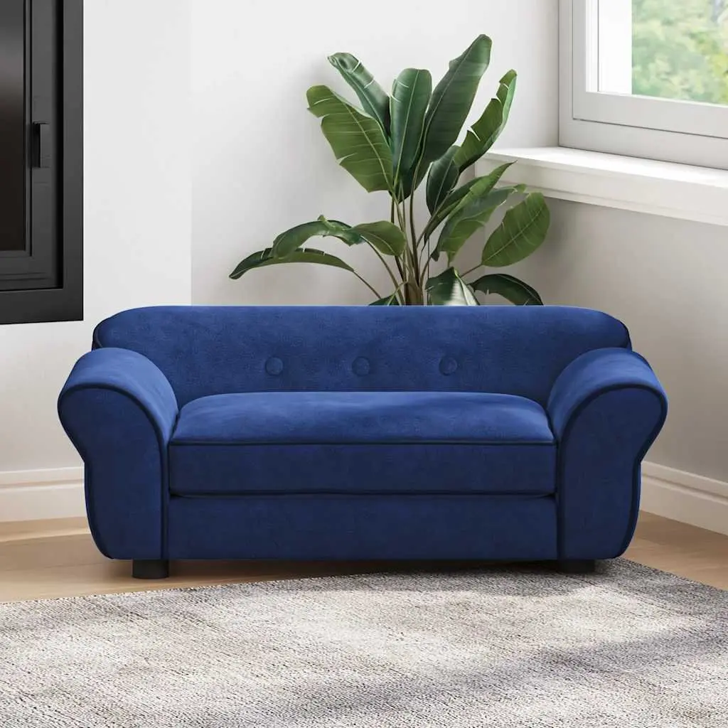 Dog Sofa Bed Plush Wooden Frame Blue Small Animals Cats Washable Cover