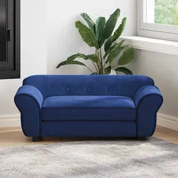 Comfortable Blue Plush Dog Sofa Bed for Pets