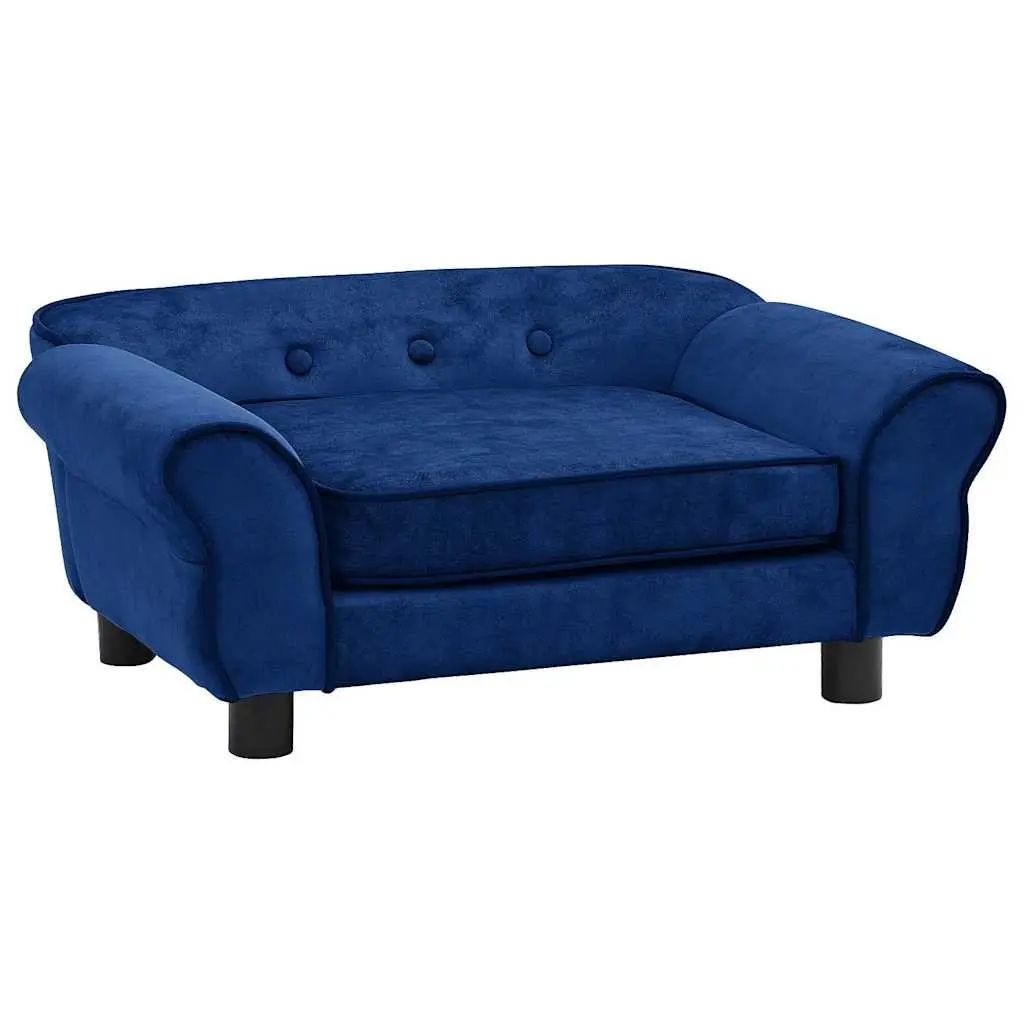 Dog Sofa Bed Plush Wooden Frame Blue Small Animals Cats Washable Cover